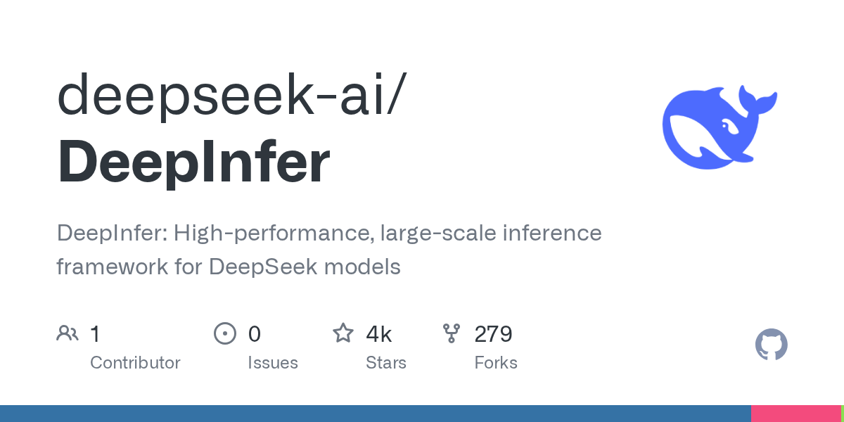 DeepInfer 项目在 GitHub 上的预览卡片，显示 deepseek-ai/DeepInfer 仓库名